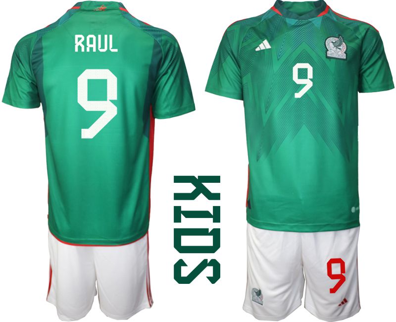 Youth 2022 World Cup National Team Mexico home green 9 Soccer Jersey
